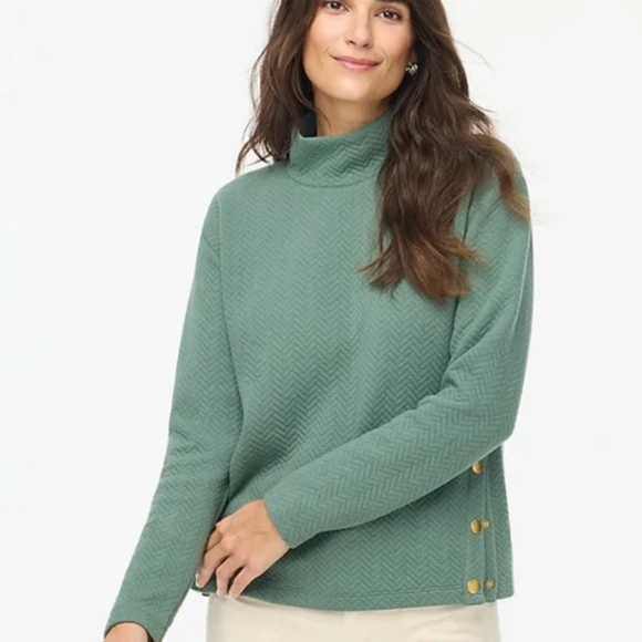 J. Crew Tops - J. Crew Herringbone Quilted Mockneck Sweatshirt – Sage Green – Size Small
